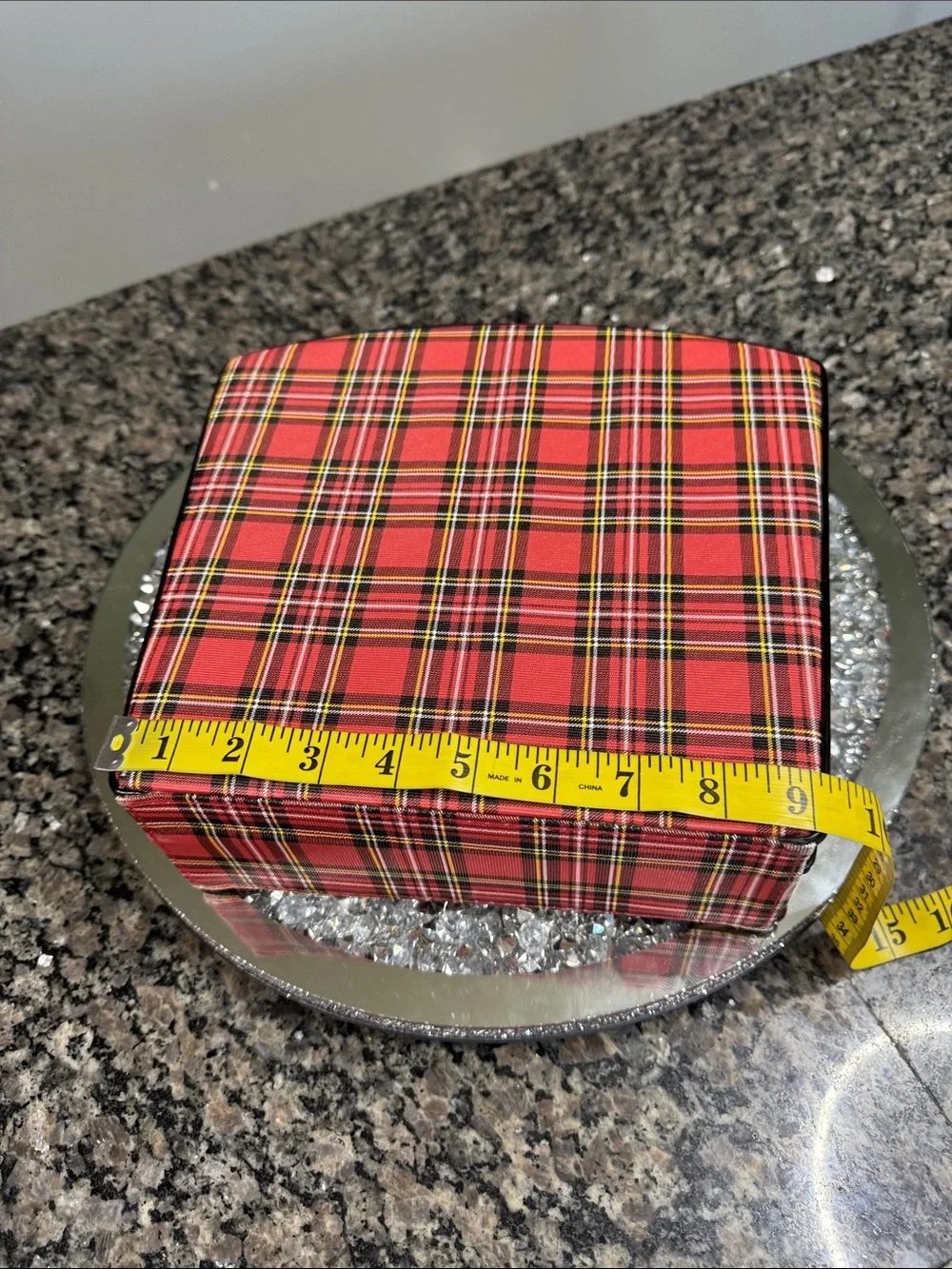 Tartan Plaid red Train Case Cosmetic Bag NWOT